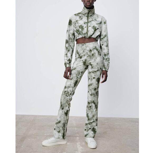 Zara Tie Dye Flared Leggings Pants Side Zip - Picture 4 of 11